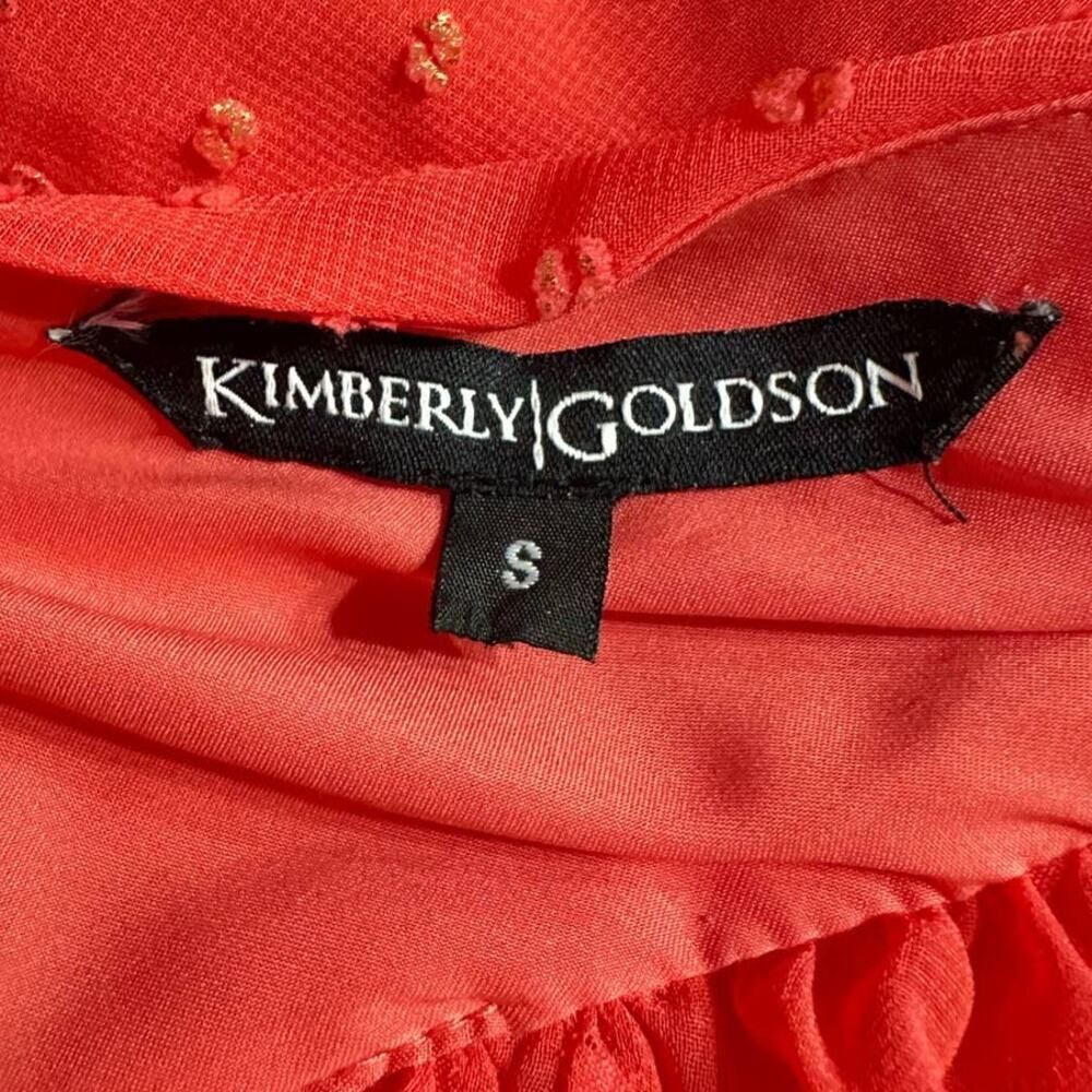 Kimberly Goldson Lesli Clip Dot Long Sleeve Maxi Dress Women's Small Coral NWOT - Picture 11 of 12
